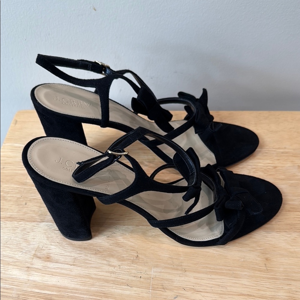 J. Crew Suede Elegant Black Strappy Women's Sandals-Size 11
